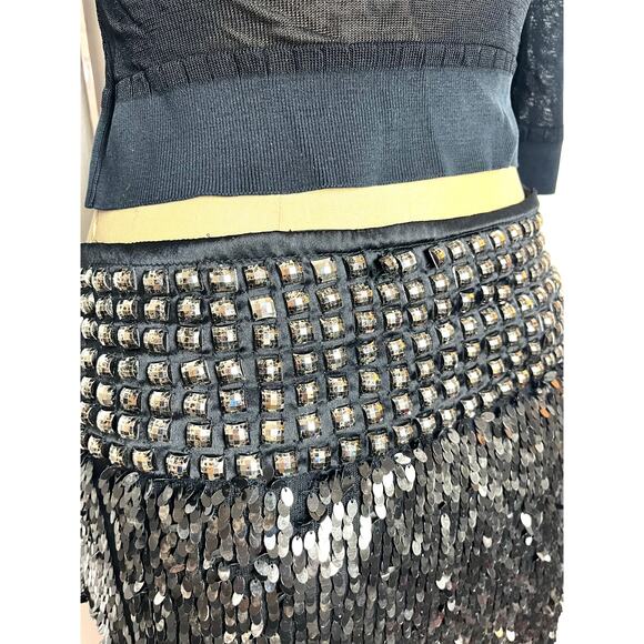 Aqua Lux Party Straight skirt with grey sequins and silver studs Glamour Festive - Picture 5 of 6